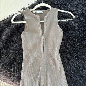 Zara Ribbed Sleeveless top in Taupe